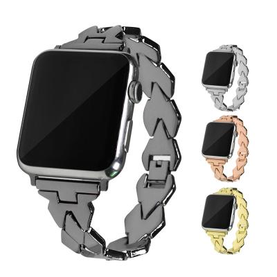 China Metal Watch Band Stainless Steel Rhombus Diamond Chain Style Replacement Strap For Apple Watch iWatch Band for sale