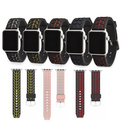 China Silicone Fishbone Grain Sport Rubber Band I Watch Series 6 5 4 3 2 1 Watch Band For Apple Watch for sale