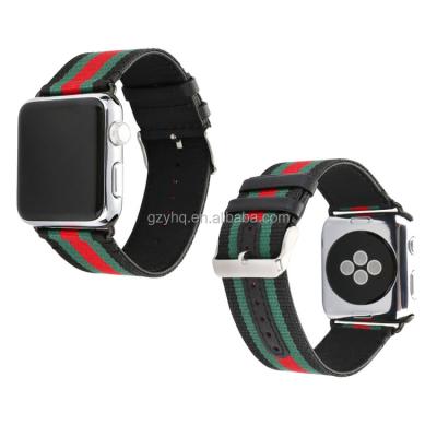 China Stripe design; Durable Soft Breathable Nylon Loop Band Adjustable Sport Wrist Strap Replacement Band For Apple Watch Band 38mm 42mm 40mm for sale