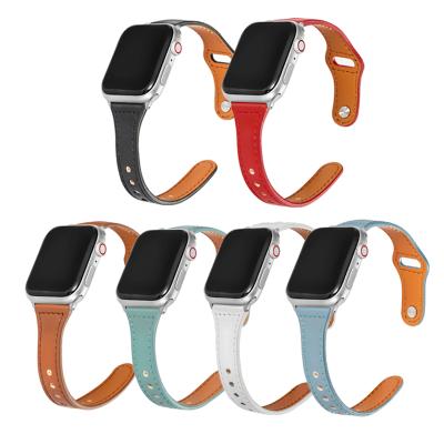 China Leather Compatible With Apple Watch Bands 38mm 40mm For Women Sport Slim Breathable Leather Strap 42mm 44mm For iWatch Series 6 SE for sale