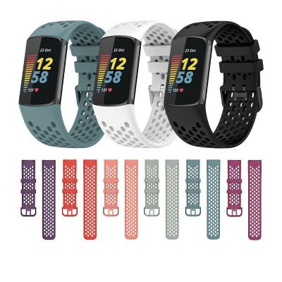 China Official Decoration Watchband For Fitbit Charge 5 Correa Sport Replacement Silicone Strap For Fitbit Charge5 Watch Strap Band for sale