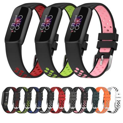 China Dual Silicone Watch Band Colors Silicone Rubber Wrist Strap For Fitbit Watch Band Replacement Bracelet Luxe Strap for sale