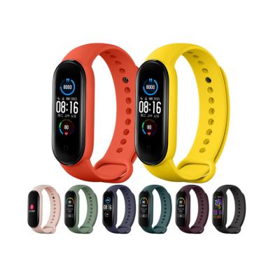 China New Rubber Strap For Xiaomi MI Band 5 Silicone Strap Replacement Strap For miband 5 wristband for sale