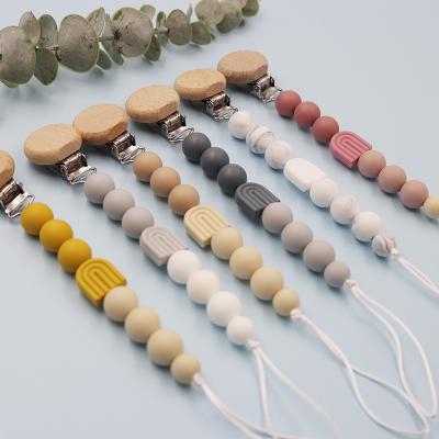 China NEW Baby Soft Dummy Holder Chew Toy Rainbow Dummy Chain Pacifier Clips Silicone Bead Toy Teething Toddler Sensory Gift for sale