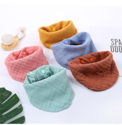 China Drooling Infant BPA Cotton Blanket Adjustable Snaps Absorbent Bibs Baby Muslin Measuring Bandana Toddler Bamboo Free Bibs Burp Cloth for sale