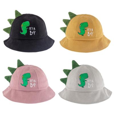 China Cute spring summer fashion baby bucket hat sun protection toddler beach dinosaur denim outdoor breathable reversible fisherman for sale