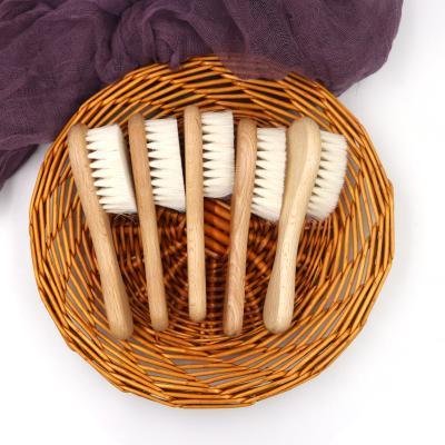 China 0-36 Months Baby Shower Super Smooth Gift Natural Goat Straightens New Baby Care Brush Comb Brush Pure Wooden Baby Hair Brush for sale