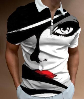 China Anti-Wrinkle 2022 New Summer Men's T-shirts Zipper Polo Shirts Plus Size Men Graphic T-Shirts for sale