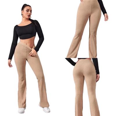 China High Stretch Knitted Sports High Waisted Gym Yoga Woman Casual Long Pants for sale