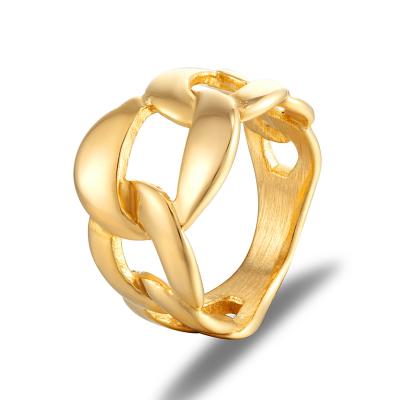 China Fashion Punk Chain Rings Chain Stitch 18K Gold Plated Jewelry Accessories Punk Rings For Men for sale