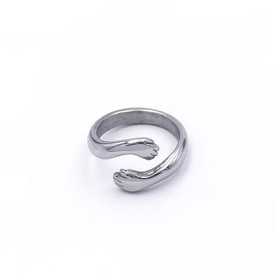 China Punk Gold Palm Hugging Rings For Women Men Wedding Jewelry 316L Stainless Steel High Quality Never Fade for sale