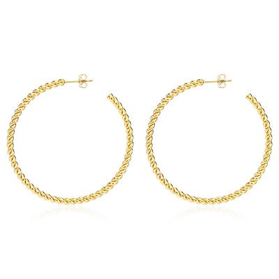 China Vintage Hoop Earrings Stainless Steel Anti-allergic Exaggerated Open Large Earrings Overflow Wide Circle Earrings Birthday Gift for sale