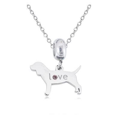 China Other HC Guangdong Stainless Steel Zircon Necklace Heart Cute Puppy Zircon Crown Necklace Ladies Jewelry Pendant Necklace for sale