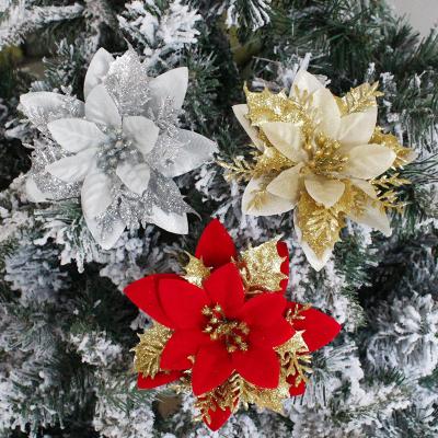 China Three plastic layers of plastic flowers dusted with powder for three-dimensional Christmas tree decorations for sale