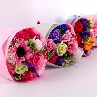 China Wholesale Decoration Gift Made In China Best Gift Valentine's Day Artificial Soap Sunflower Bouquet 2019 for sale