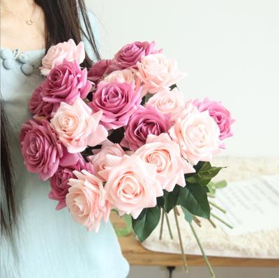 China Beautiful colorful artificial flowers hand feeling rose handmade roses for sale