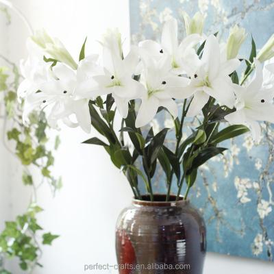 China Artificial Head Natural Silk Greenish Lily Touch Flower For Home Decor for sale