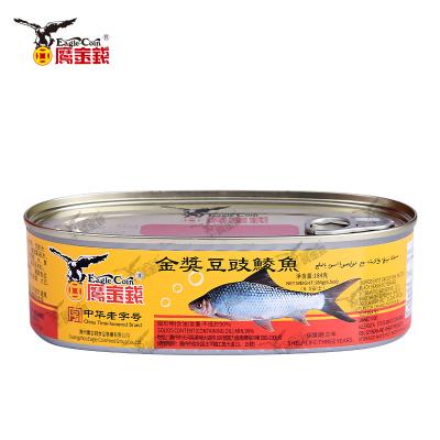 China Boxed Eagle Coin China Brand Top Quality 185G Canned Fried Fish Black Bean Dace Easy Open In Small Tin for sale