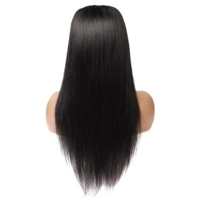 China Hd Color Women Virgin Human Hair Blonde Soft Silky Fringe Front Lace Straight Wig With Bang for sale