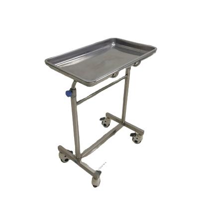 China Stainless Steel Trolley Pan Tray Trolley Metal Rolling Trolley Tray for Hospital for sale