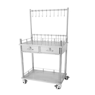 China Medical Metal Movable Two Drawer Transfusion Car Trolley For Instrument for sale