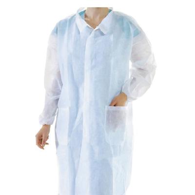 China Uniform Product Type PP Nonwoven And Non Woven Fabric Type Lab Coat Waterproof Disposable Lab Coat for sale