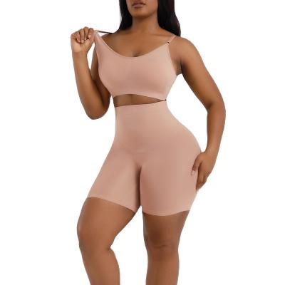 China Antibacterial Mania Removable Pad Bra And Panties Shaper Two Piece Underwear High Stretchy Push Up Camisole With Hip Enhancer Shapewear Set for sale