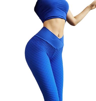 China The breathable criss-cross waistband ripple gives crack! crack! Custom Textured Butt Lifting Activewear Gym Training Women Gym Leggings Sports Leggings Mid Waist Sports Wear for sale