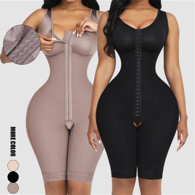 China Full Body Fajas Colombianas Belly Shapewear Underwear Four Front Breasted Open File Shaper Jumpsuit Antibacterial Stretch Crotchless Big Size for sale