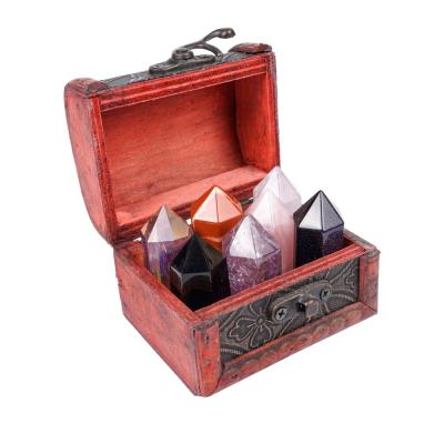 China China Five-color energy treasure citrine amethyst crystal set natural crystal tower point box for sale