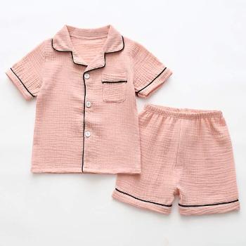 China Summer Breathable Thin Cotton Suit Two Piece Pajamas For Kids for sale