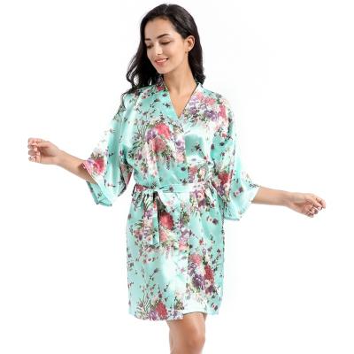 China QUICK DRY Women Fashion Floral Pajamas Satin Casual Women Long Dresses for sale