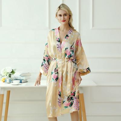 China Breathable Comfortable Silk Lingerie Nightgowns Half Sleeve Robe Pajamas Women Sleepwear for sale