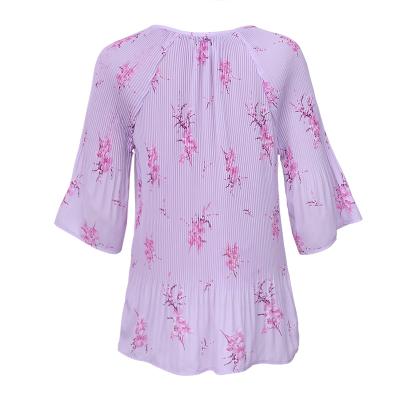 China Lady Cute Floral Modern Style Ruffle Sleeve Fashion Design Blouse QUICK DRY for sale