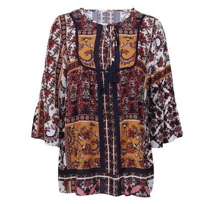 China Anti-wrinkle Vestidos elegantes printed blouse ropa de mujer women for sale