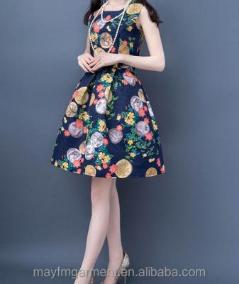 China Breathable Well - Unique Slim Sleeveless Craft Ladies Latest Vintage Floral Skirt for sale