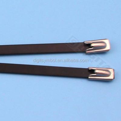 China Stainless steel cable ties with epoxy coating for sale