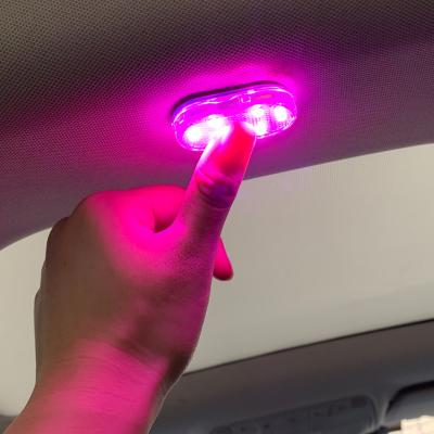 China Car Door Mini Led Interior Storage Lamp Portable Beads Sensor Reading Universal Car Armrest Box Foot Light Touch Control Light for sale