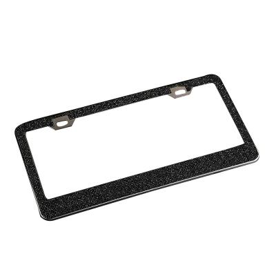 China Diamond Waterproof Car License Plate Bling Crystal License Plate Cover Pink Durable Rhinestone Black Glitter Frames With 2 Holes for sale