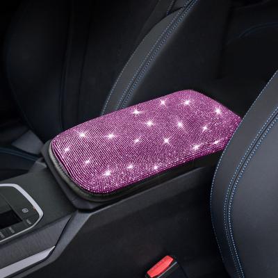 China Bling Car Styling Accessories Popular Storage Box Leather Waterproof Non-slip Protective Goods For Universal Girls Car Armrest Cover Luxury Mat for sale