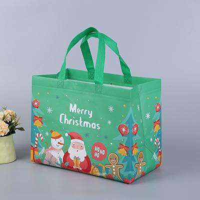 China Hot Sale Christmas Handled Printing Large Folding Eco Recycled Shopping Non Woven Tote Bag for sale