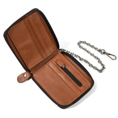 China 2021 RFID fashional man's leather key wallet wallet for man with chain for sale