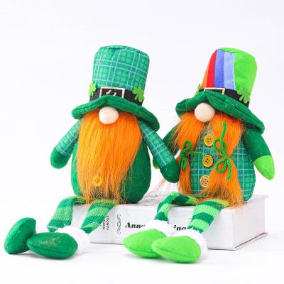 China Fabric Gnome Plush | 2pcsSt. Irish Festival Rudolf Faceless Doll Patrick's Day Long Legged Clover Festival Green Leaf Decoration for sale