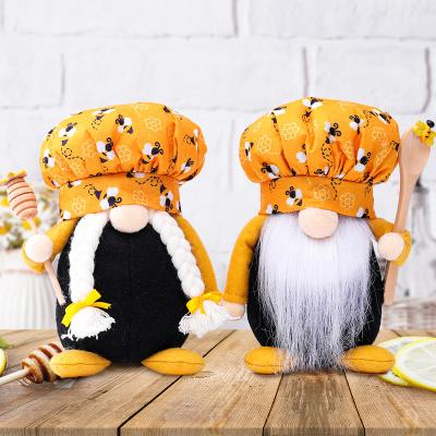 China Home Decoration Bee Gnome Plush |2 pcsChef Style Beard Rudolph Faceless Plush Doll Elf Home Farmhouse Kitchen Decor Ornaments Harvest Festival for sale