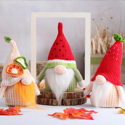 China Tropical Gnome Plush | 3pcs Summer Wind Knitted Fruit Series Rudolph Doll Toys Decorations Props Decoration Gifts for sale