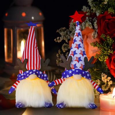 China 2 Pcs American Star Pentagon Cloth Doll Glowing Dwarf Children's Decoration Doll Children's Independence Day Plush Toy Rudolph Gift for sale