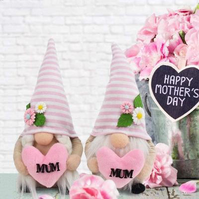 China Fabric Gnome Plush | 2pcs Mother's Day Holding Shape Pink Faceless Doll Love Gift Cloth Art Doll Creative Dwarf Ornaments for sale