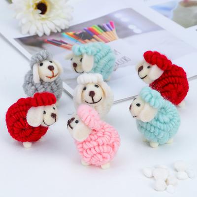 China Plush Wool Felt 3pcs Lamb Christmas Tree Ornaments Three-Dimensional Creative Diy Felt Christmas Table Decoration for sale