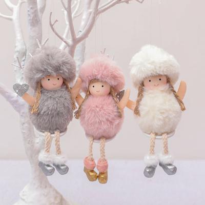 China Fabric Christmas Angels Pendant | 3pcs Christmas Plush Toy Angel Charm Child Cute Sitting Doll Gift Christmas Tree Pendant for sale