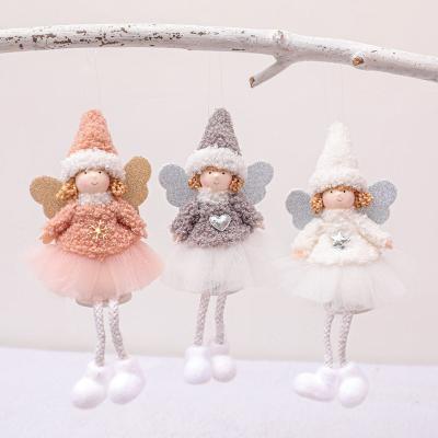 China Fabric Christmas Angels Pendant | 3pcs Christmas Decoration Snow Puppet Doll Creative Christmas Tree Hanging Doll for sale